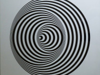 Marina Apollonio, Italia 1940. Dinamica Circolare 005, serigrafía sobre aluminio 45 de 50, 50 x 50 cms. 2008 (1)